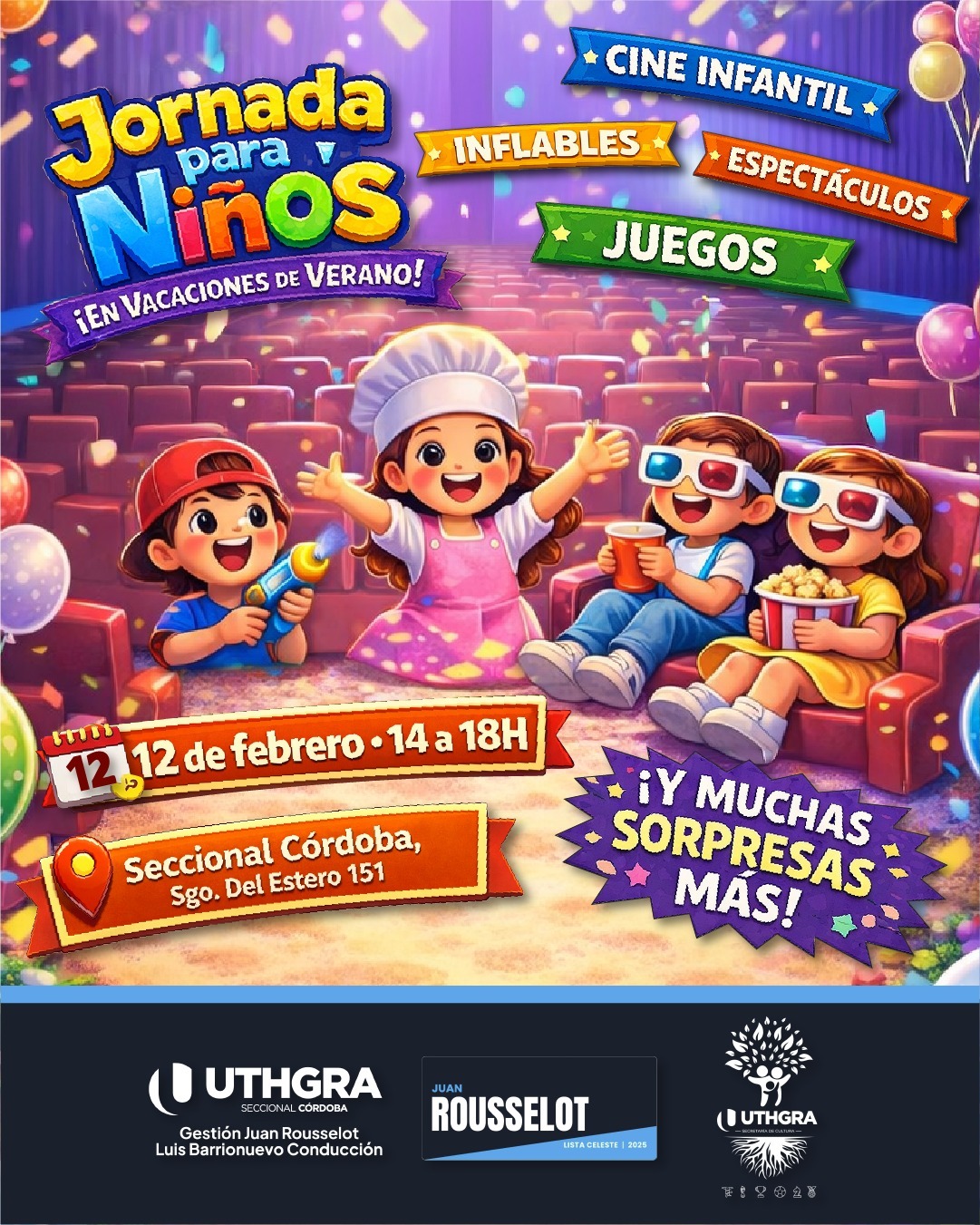 Nueva Jornada Recreativa para hijos de afiliados en UTHGRA Córdoba